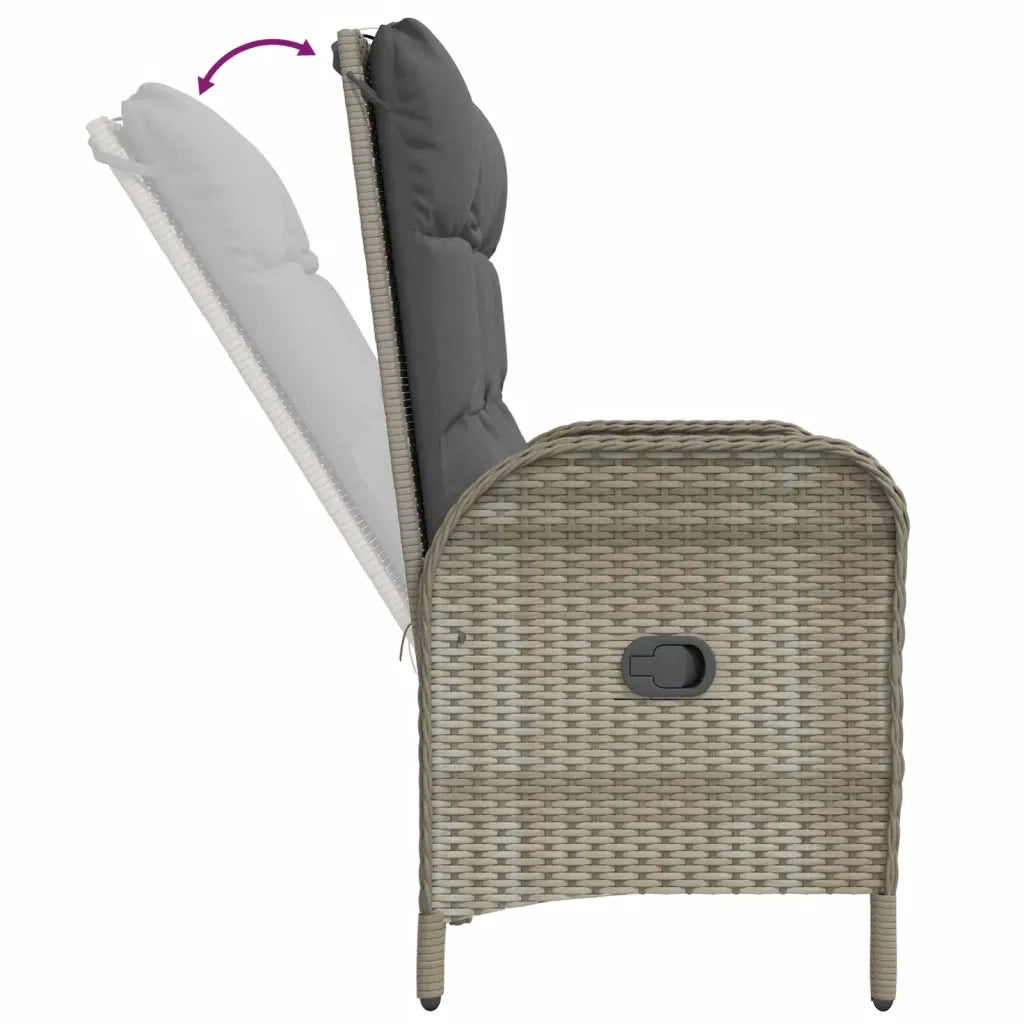Set da Pranzo da Giardino 4 pz con Cuscini in Polyrattan Grigio