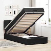 Pouf Letto con Materasso e LED Nero 80x200cm in Velluto