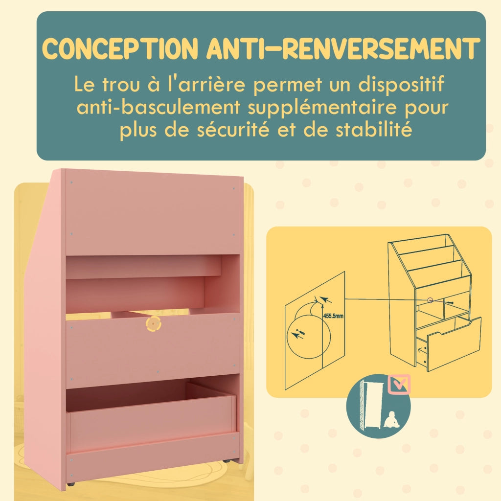 Libreria con cassetto e ripiani ¨C Xylo ¨C Legno rosa 3 livelli