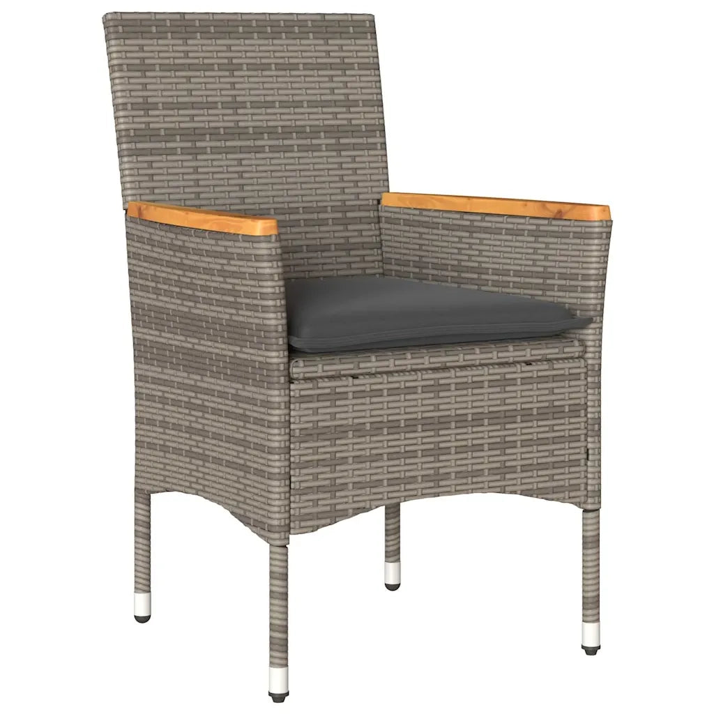 Set da Pranzo da Giardino 3pz con Cuscini in Polyrattan e Vetro 3278651
