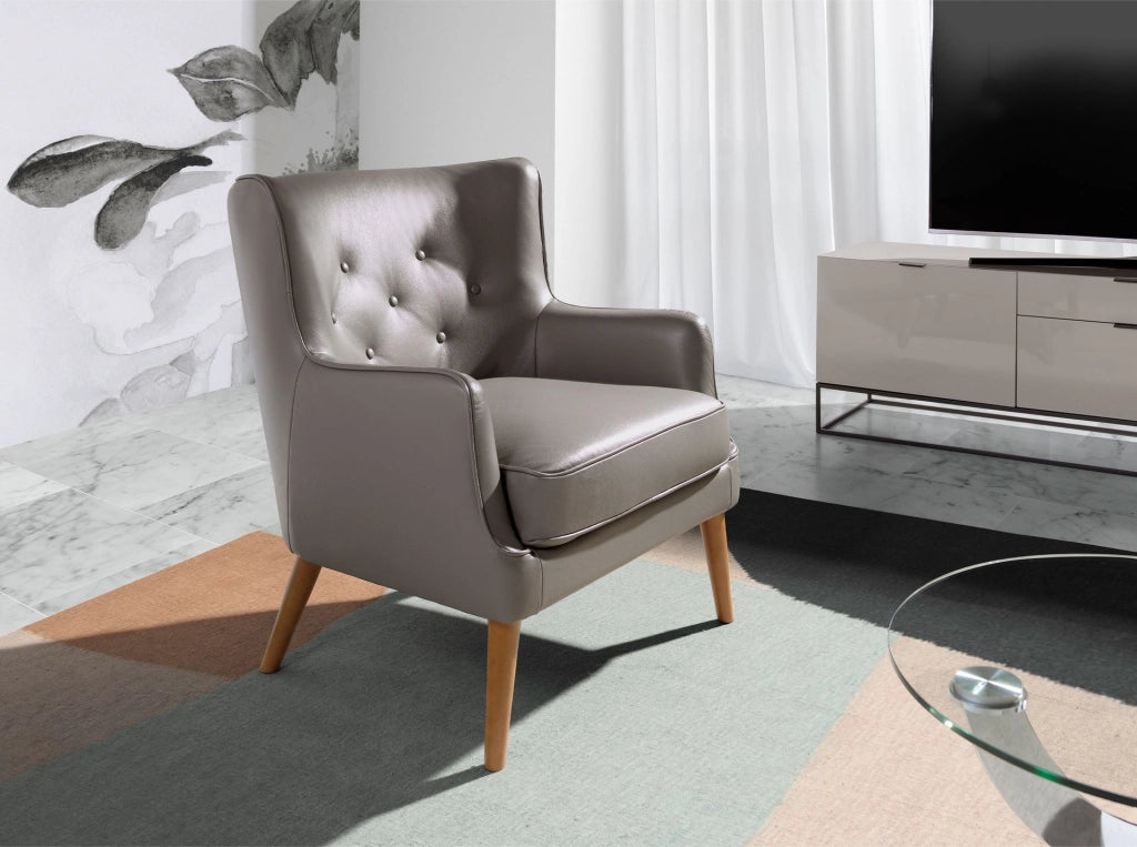 Poltrona Chester in pelle grigio scuro