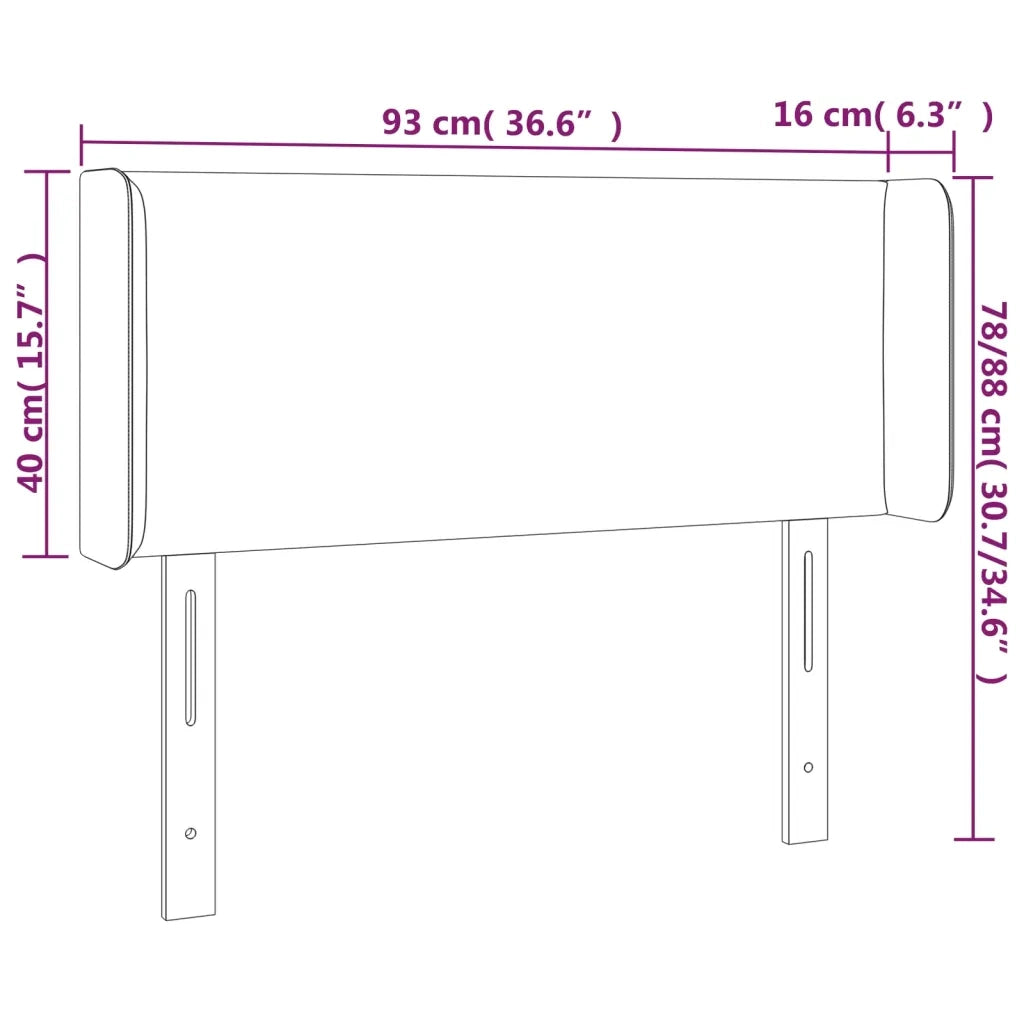 Testiera a LED-Testata con LED Nera 93x16x78/88 cm in Velluto 295407