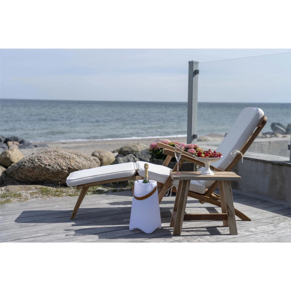 Sdraio Arrecife in teak naturale con cuscino in cotone bianco