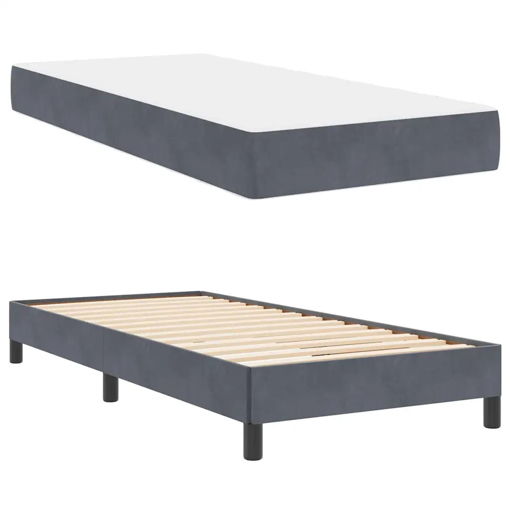 Letto a molle con materasso Grigio scuro 80 x 220 cm Tessuto