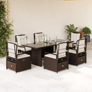 Set da Pranzo da Giardino 7pz con Cuscini in Polyrattan Marrone 3262926
