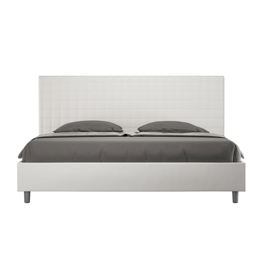 BS COM Letto con rete imbottito 180x190 similpelle bianco