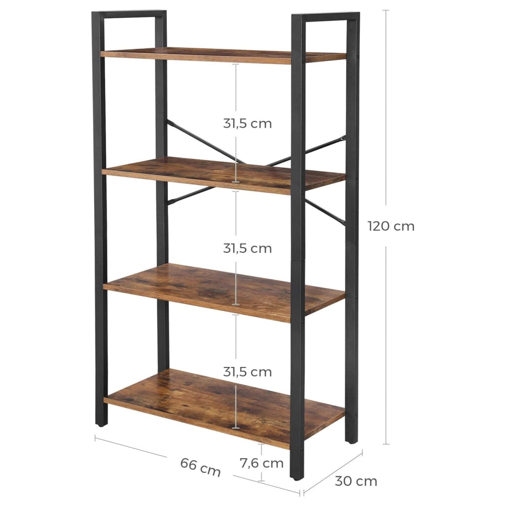 Libreria Valora LLS60BX in metallo marrone rustico a 4 ripiani