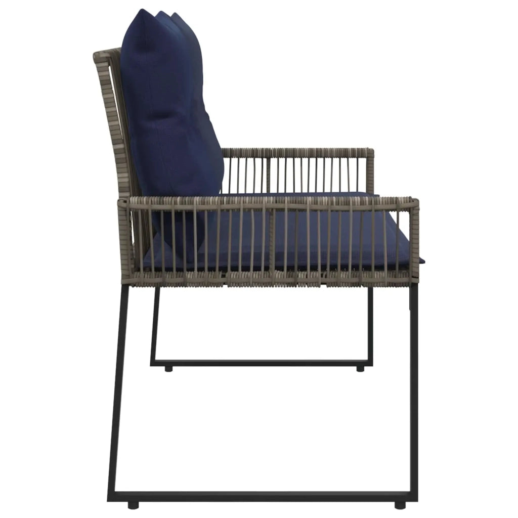 Panchina da esterno 4 pcs Grigio e Blu Navy polyrattan 42025162