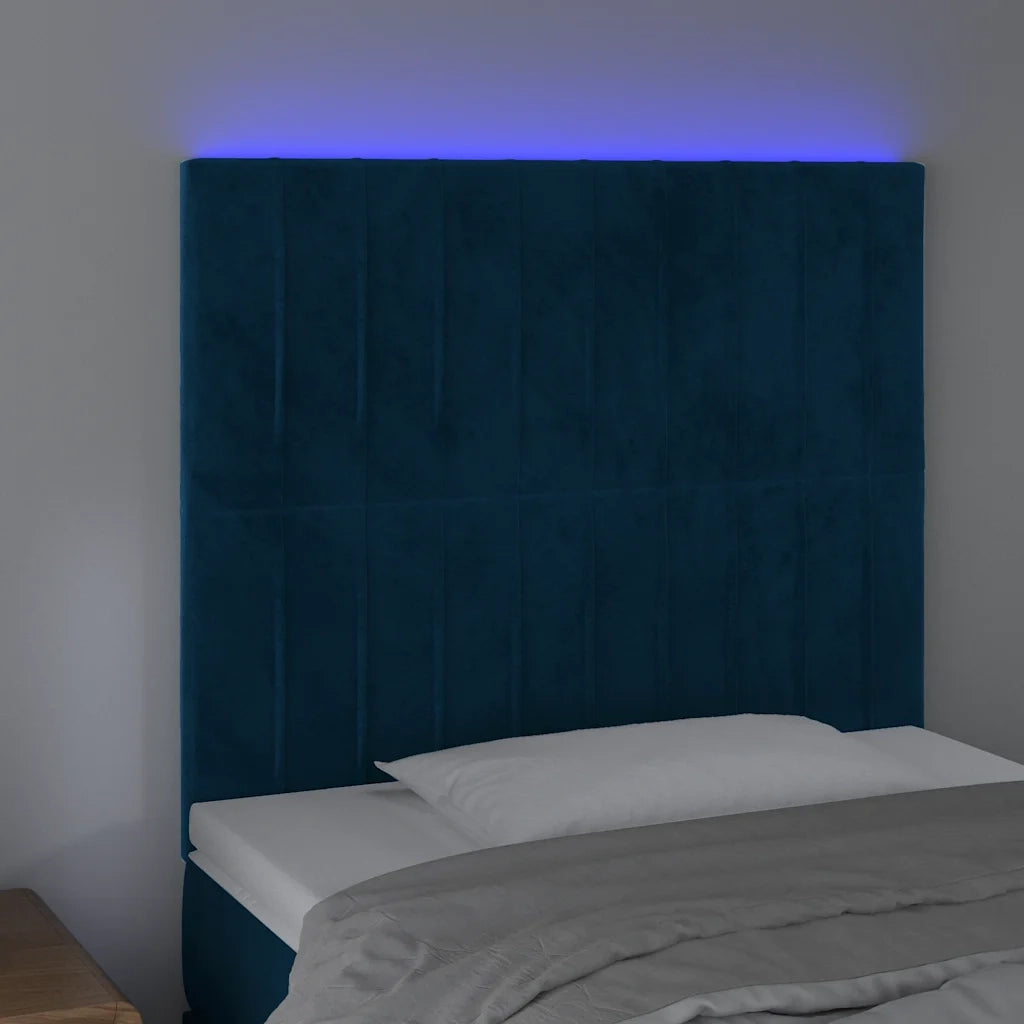 Testiera a LED-Testata con LED Blu scuro 80x5x118/128 cm in Velluto 325163