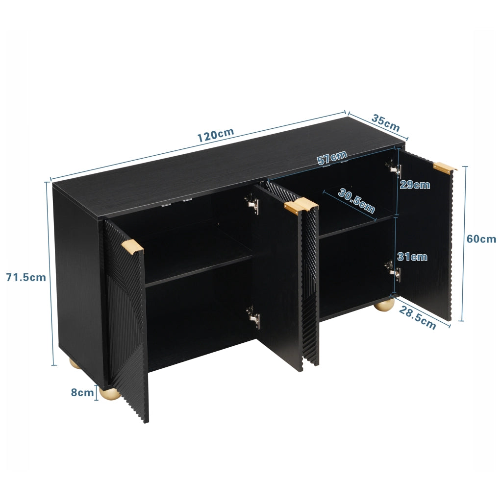 Credenza con Ante e Ripiani ¨C MINIMAL ¨C Legno, Gambe Sferiche