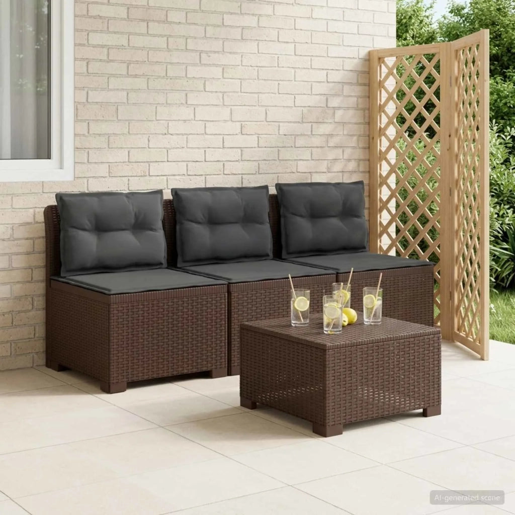 Divano da esterno-Divano da Giardino 3 posti con cuscini in look rattan PP 844340
