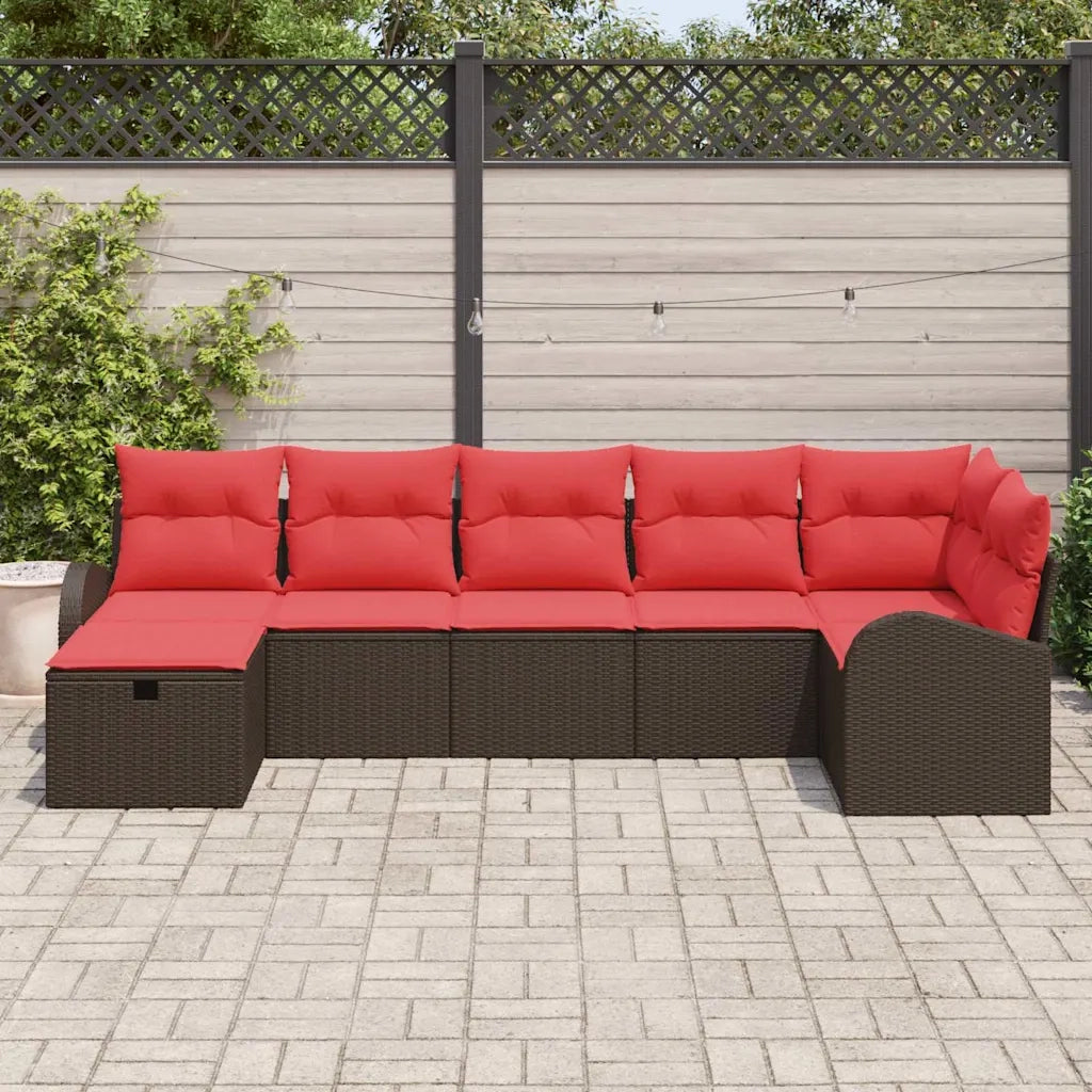 Set di divani con cuscino Marrone e Rosso polyrattan 3359103