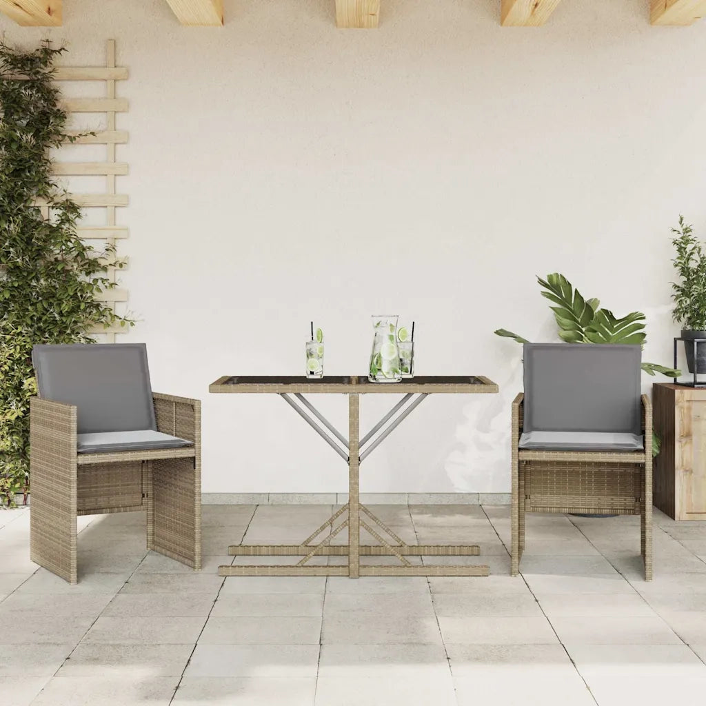 Set da Bistrò 3 pz con Cuscini Beige Misto in Polyrattan 365071