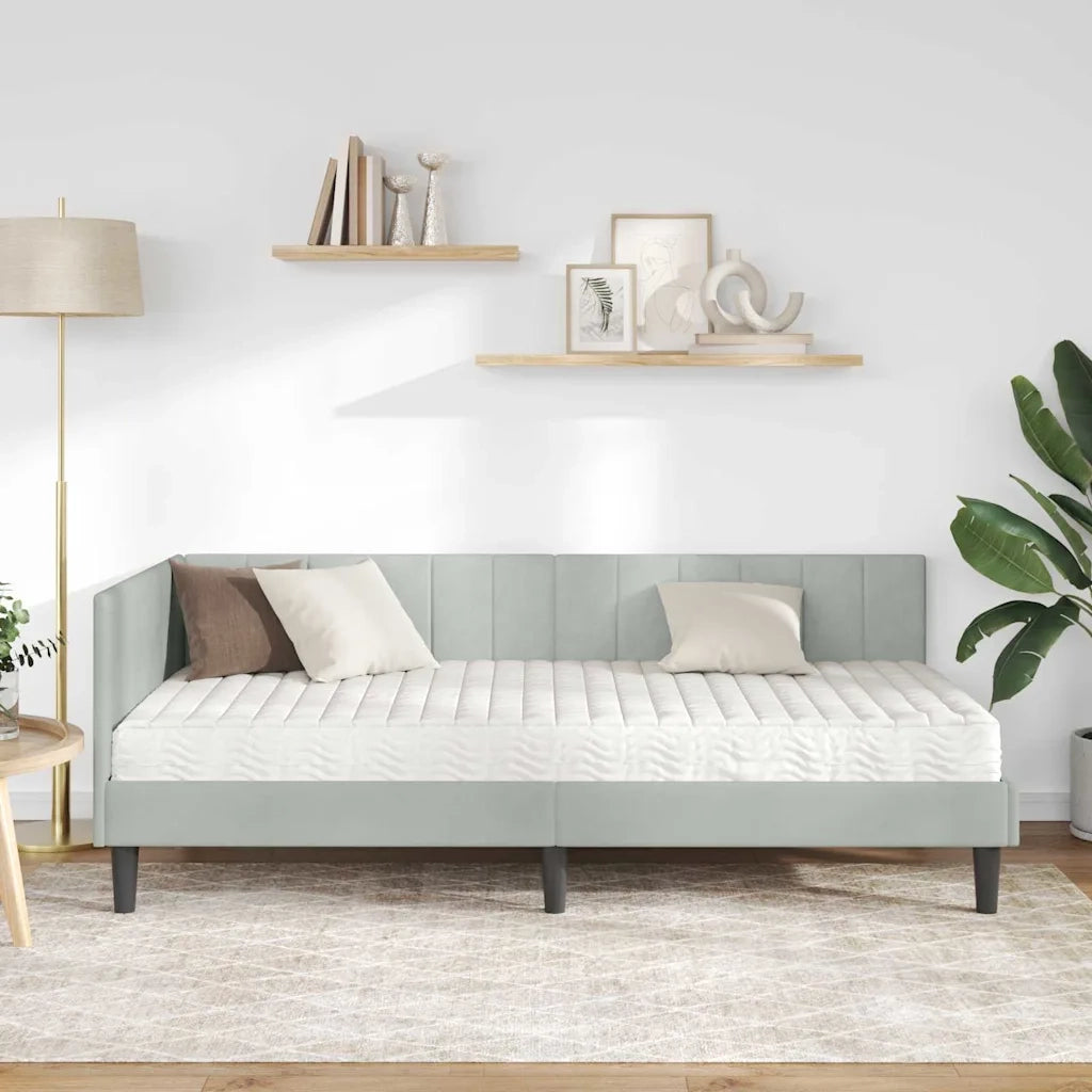 Struttura Letto Angolare con Materasso 2 pcs Grigio chiaro 3393908