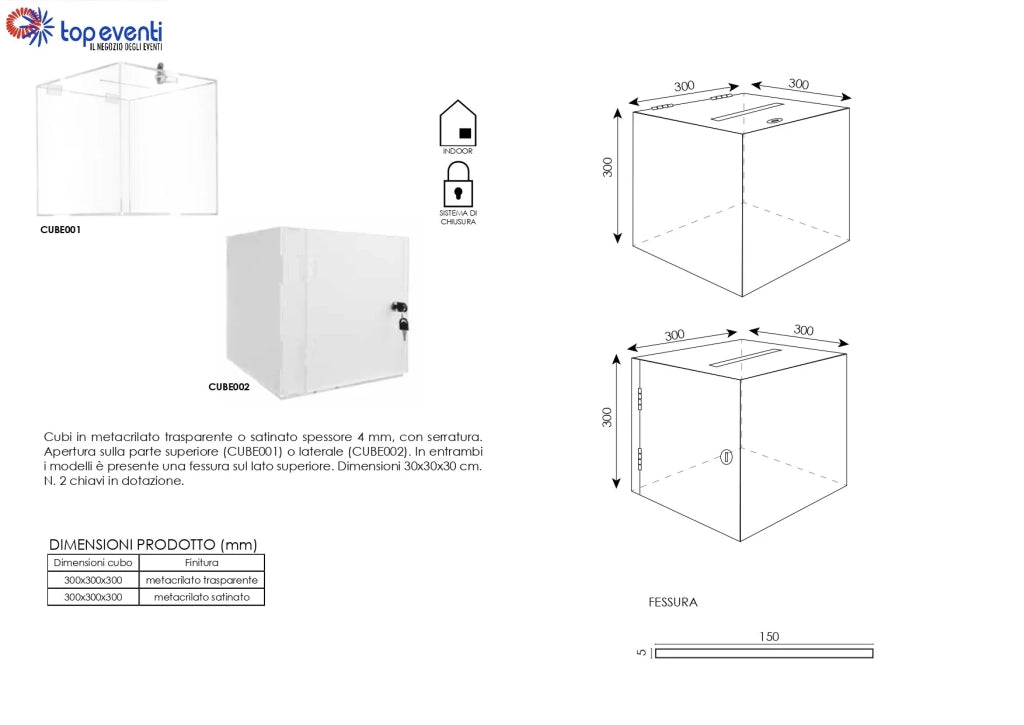 Urna in plexiglass CUBO