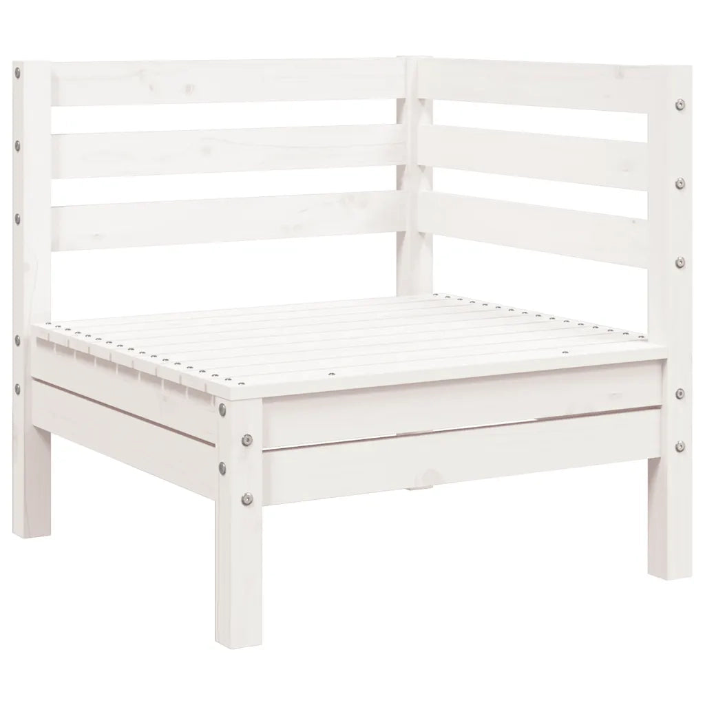 Divano da Giardino 3 Posti con Poggiapiedi-Sofa da Giardino-Divano da esterno Bianco Massello Pino