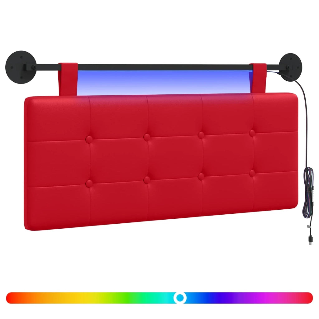 Testiera sospesa Con luce LED Rosso Similpelle 3424403