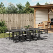 Set da Pranzo da Giardino 11 pz con Cuscini in Polyrattan Nero 3295026