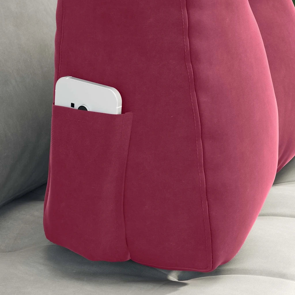 Cuscino per Schiena | Cuscino dorsale Rosso Vino 60 x 24 x 50 cm Velluto