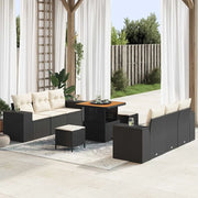 Set Divano da Giardino con cuscino 9 pcs Nero Poly Rattan 3361955