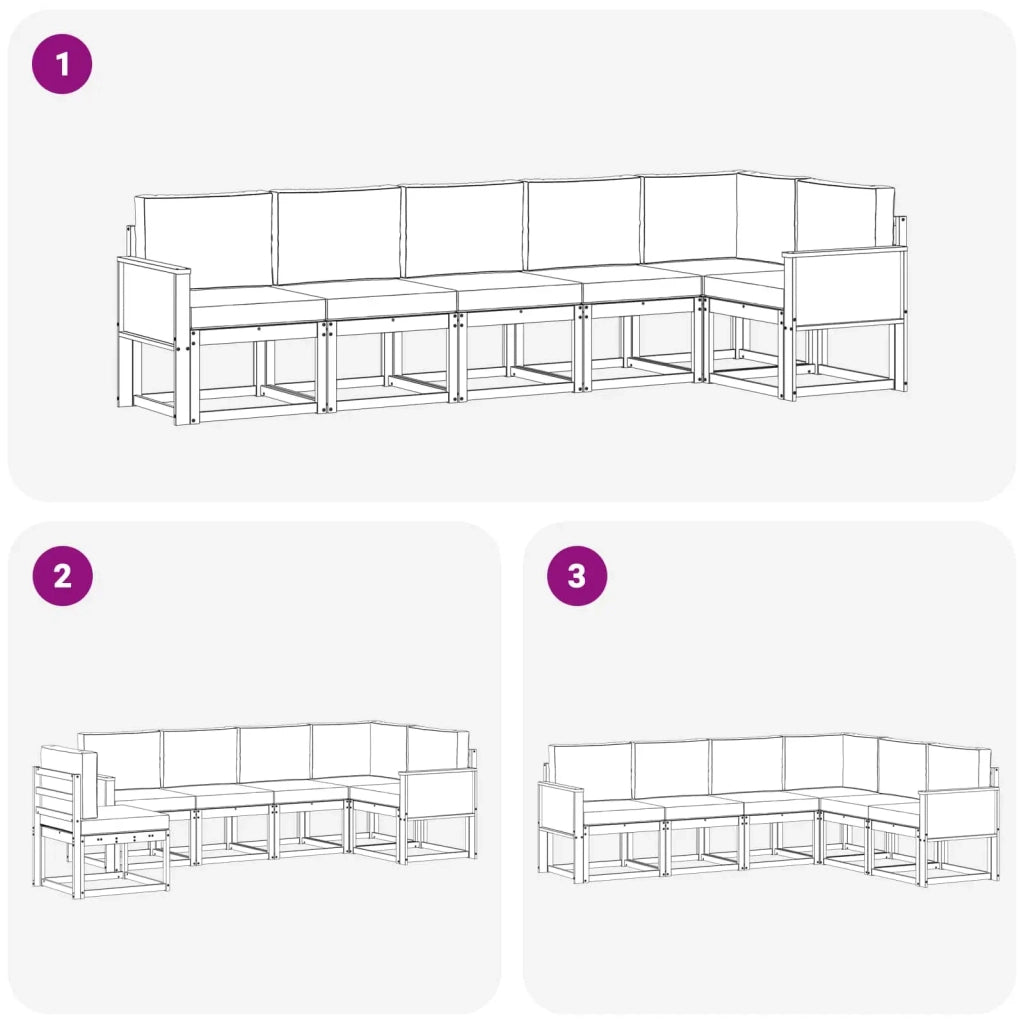 Set di divani da esterno 6 pcs Naturale e Crema Poliestere 3385251