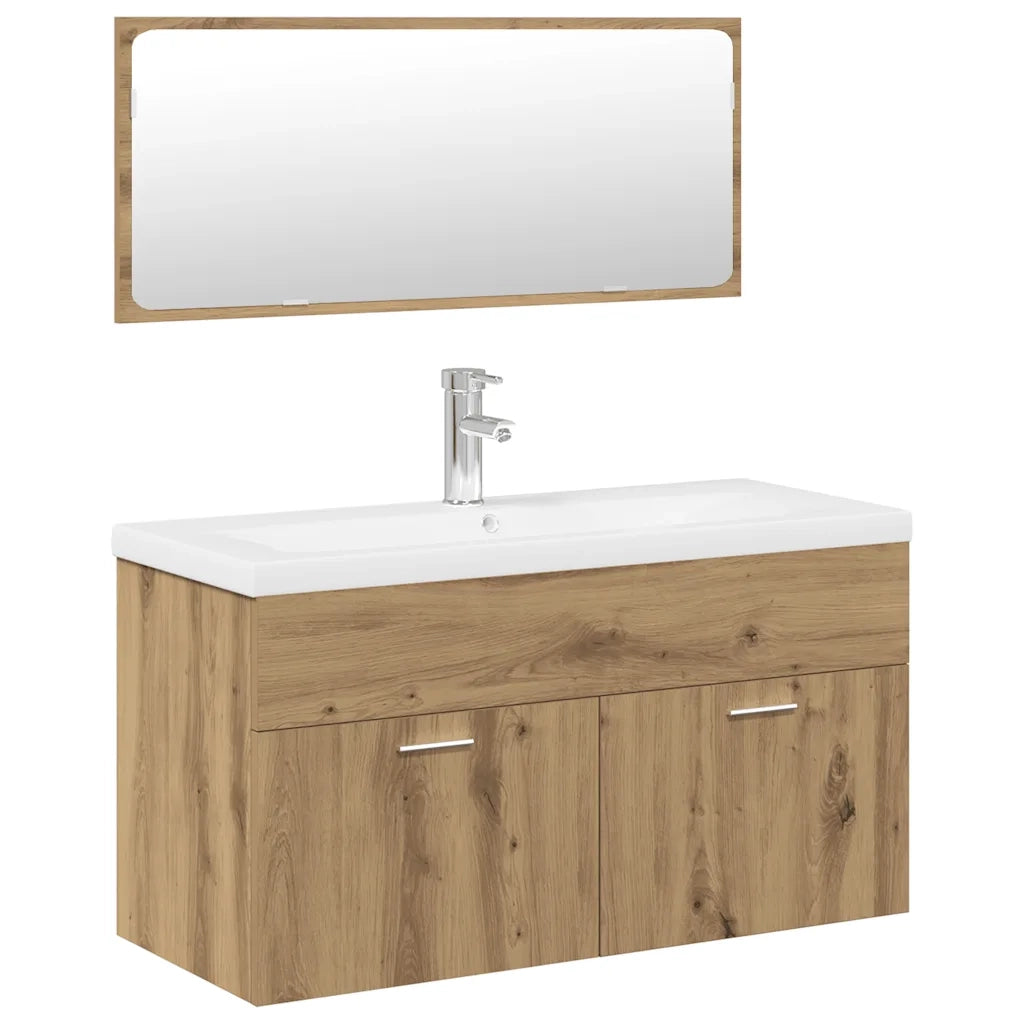 Set Mobili da Bagno 3 pz Rovere Artigianale Legno Multistrato 3328912