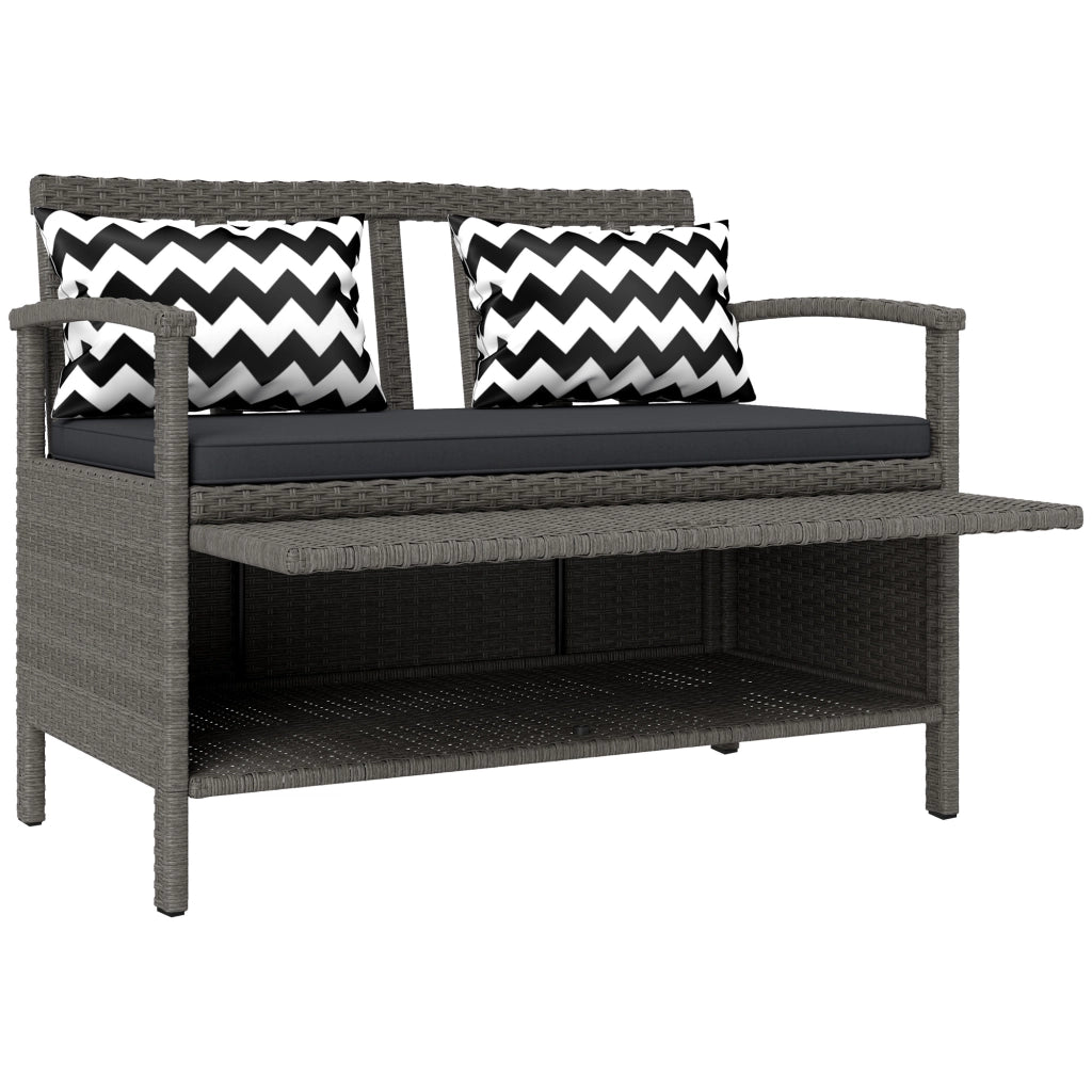 Banca da giardino con contenitore 2 posti ¨C zephmum ¨C 160L rotin PE grigio 112x62x82 cm