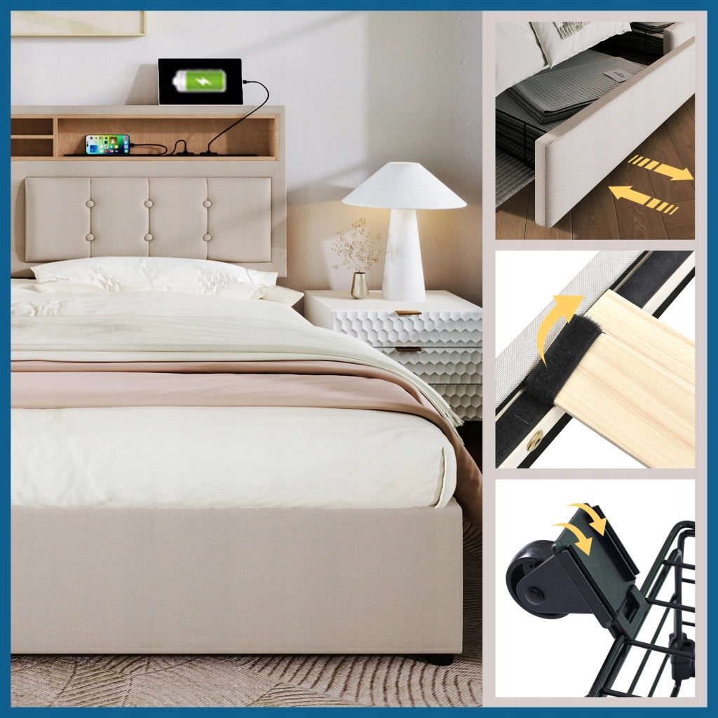 Letto 160x200 - Xylo - USB-C 4 cassetti senza materasso