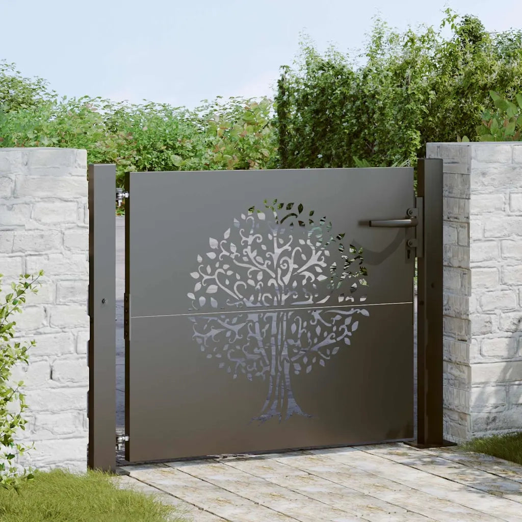 Cancello da giardino con blocco Nero 110 x 105 cm 42015884