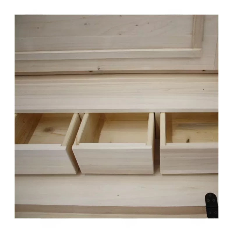 cassettiera 7 cassetti classica con ribalta legno massello grezzo 126x53x98 (530) - Mobili 2G