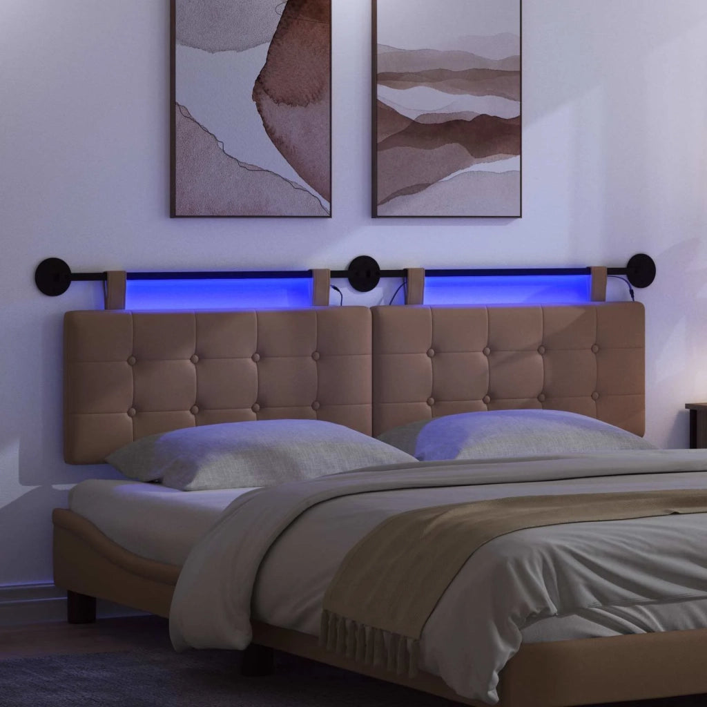 Testiera | Testata sospesa Con luce LED Cappuccino Similpelle