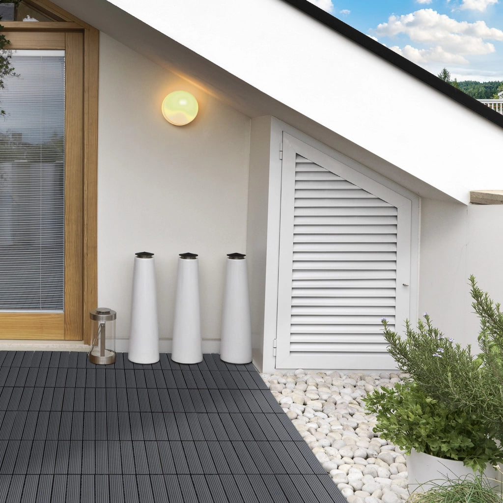 Pavimentazione da Esterno Incastrabile Piastrelle da Giardino 11 Mattonelle 30x30x2.2 cm Grigio