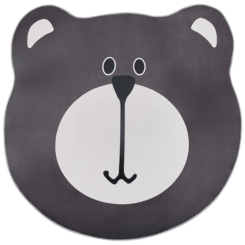 Tappeto marrone ⌀ 120 cm a forma di orso a pelo basso per bambini sala giochi