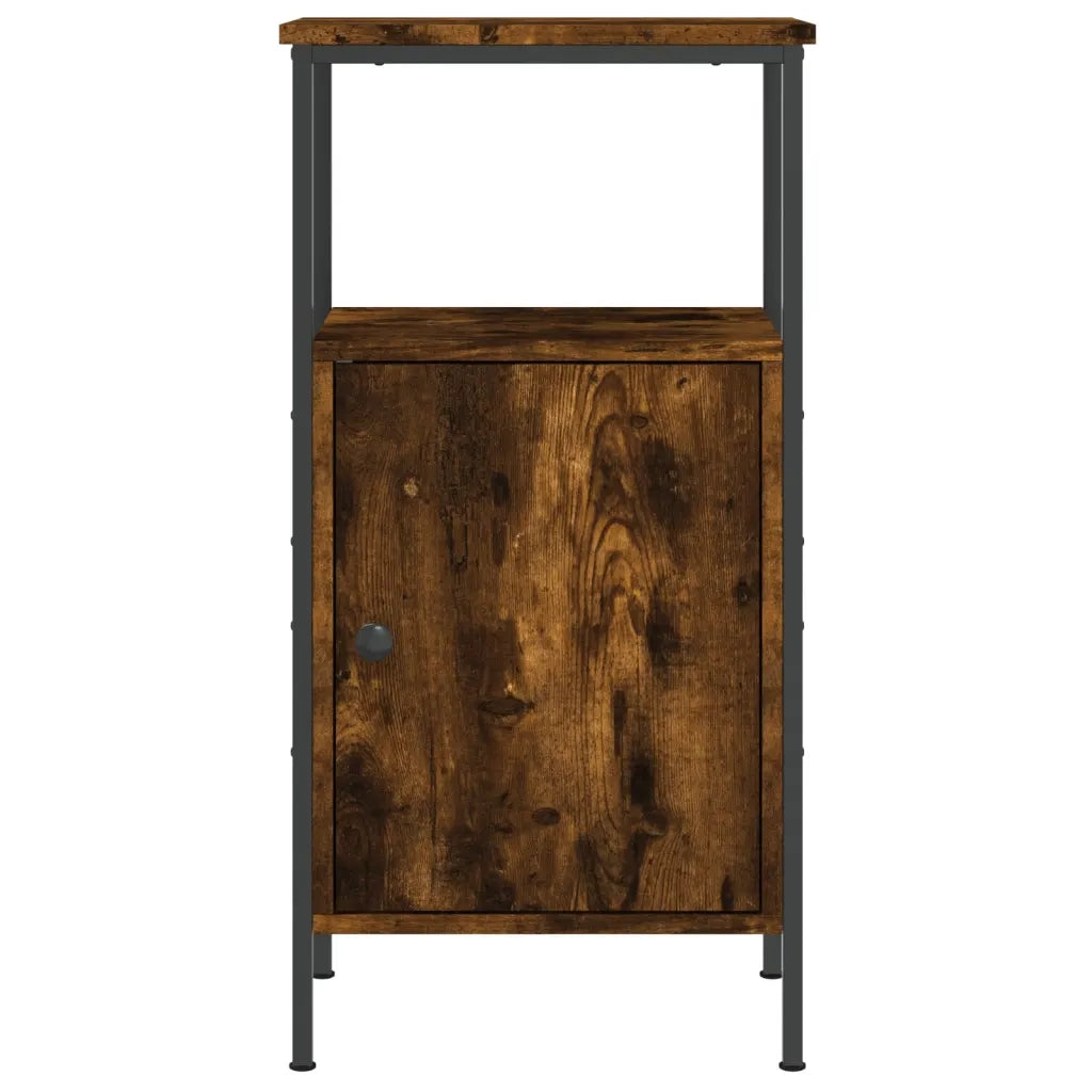 Comodino | Armadio da Notte | Mobiletto da notte Rovere Fumo 41x31x80 cm Legno Multistrato