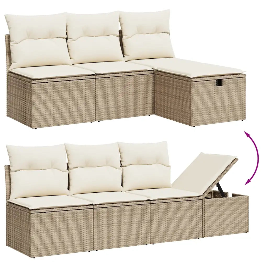 Set Divano da Giardino 9 pz con Cuscini Beige in Polyrattan 3275348