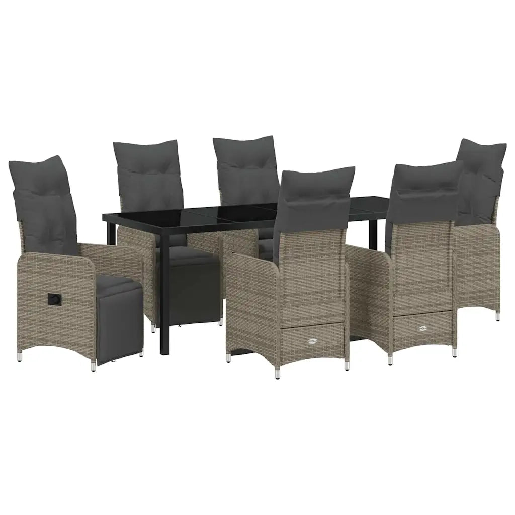 Set da Pranzo per Giardino con cuscino 7 pcs Grigio polyrattan 3379679