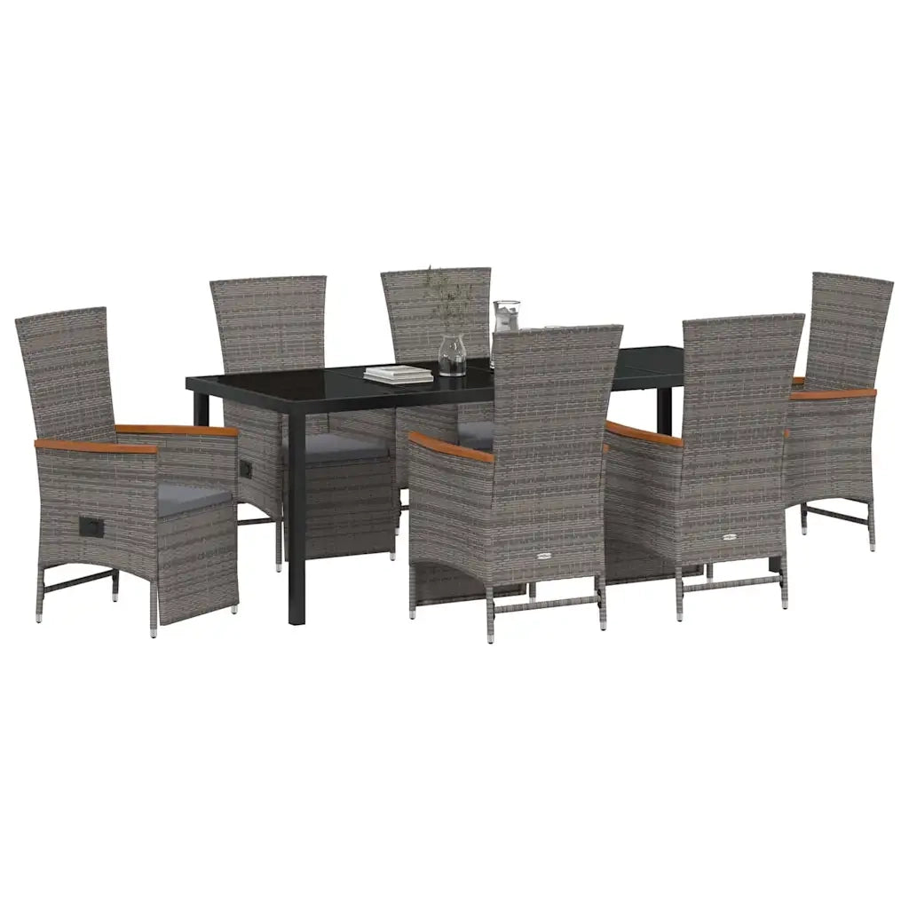 Set da Pranzo per Giardino con cuscino 7 pcs Grigio polyrattan 3379455
