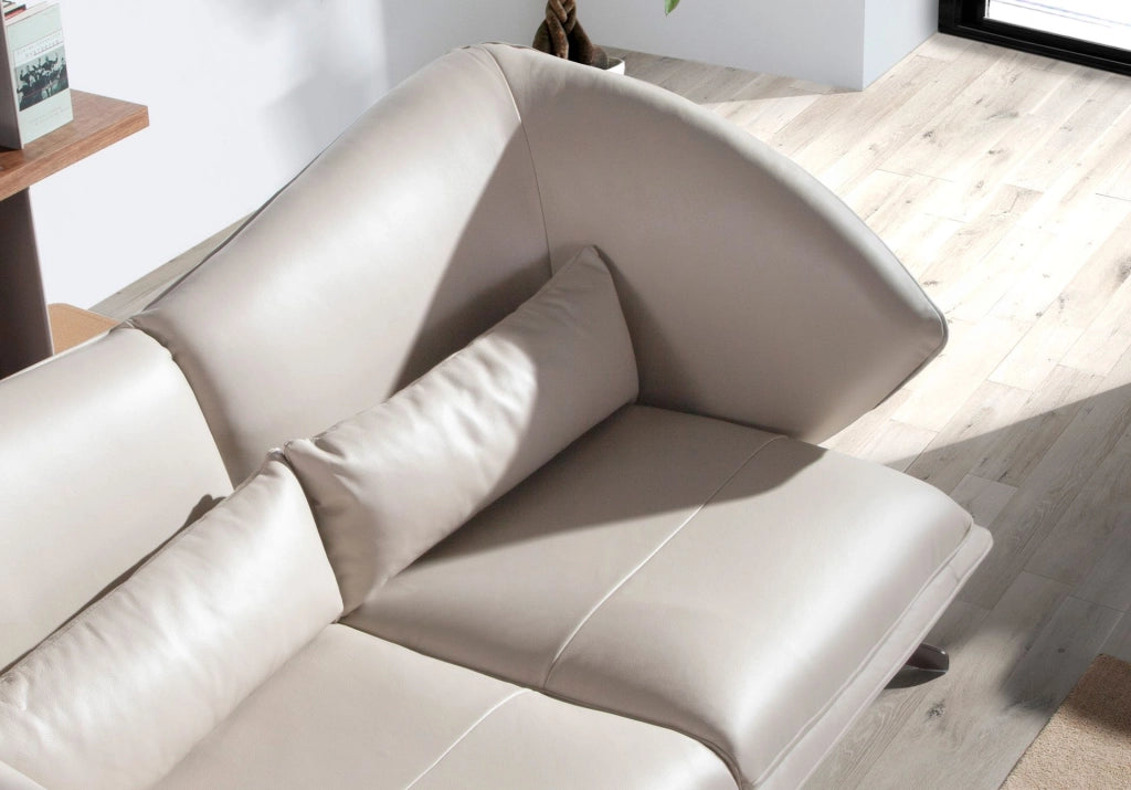 Divano a 3 posti in pelle grigio taupe