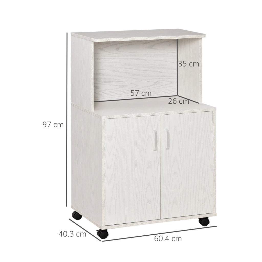 Armadio Multiuso con Ruote, Ripiani e Ante ¨C Minimal ¨C Bianco 60.4x40.3x97cm