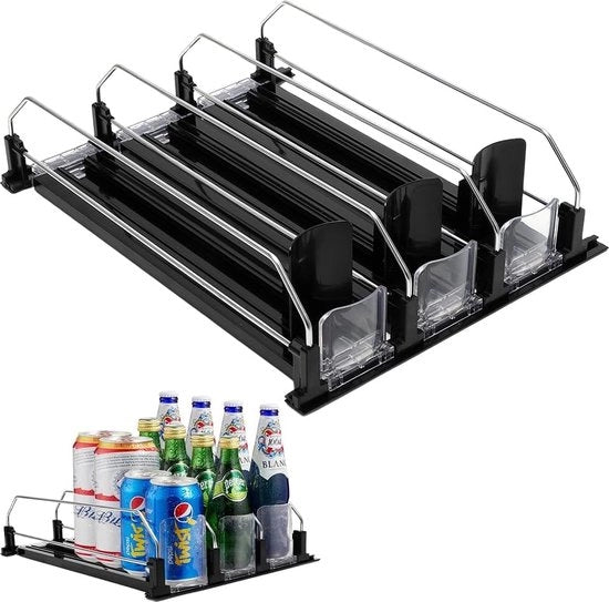 Organizzatore di lattine, supporto per lattine, supporto per lattine, dispensatore di bevande, organizzatore di bevande, bottiglie per bevande, birra, bibita, lattine, spazio di stoccaggio - 31 cm 3 file