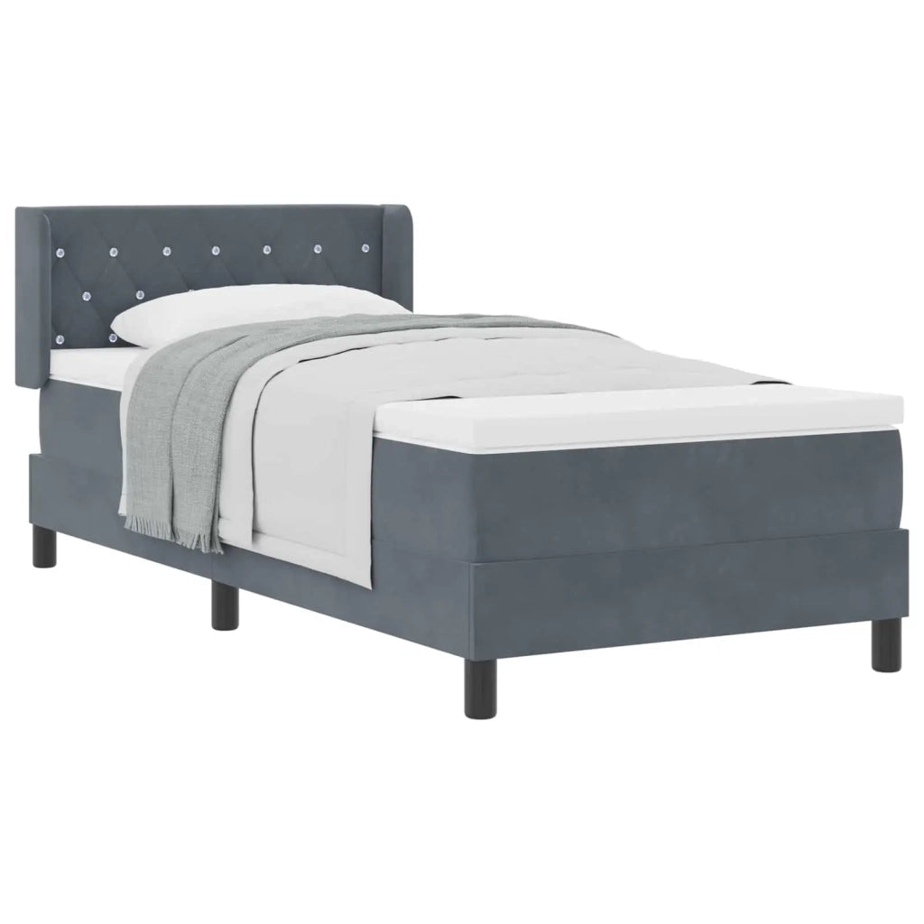 Letto a molle con materasso Grigio scuro 190 x 90 cm Poliestere