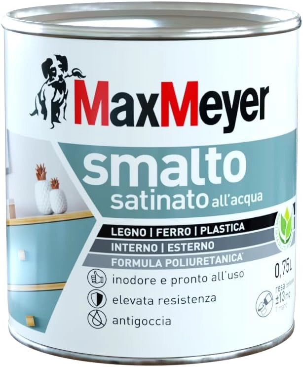 Smalto Satinato All'Acqua Poliuretanico, Colore Verde Scuro, 0.75L