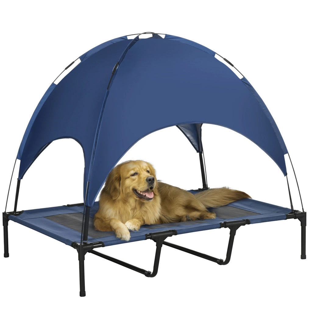 Cuccia per cani con baldacchino ¨C Xylo ¨C Blu e nero, 122x92x108 cm