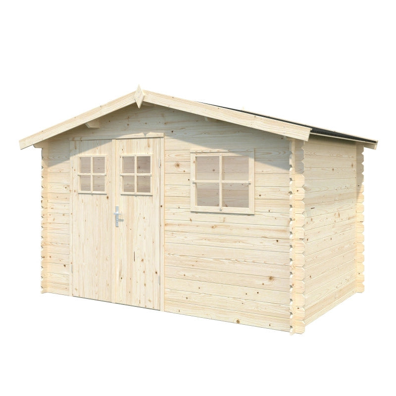 Casetta in legno da giardino Latina 320x205 cm blockhouse spessore 19 mm con porta doppia e finestra