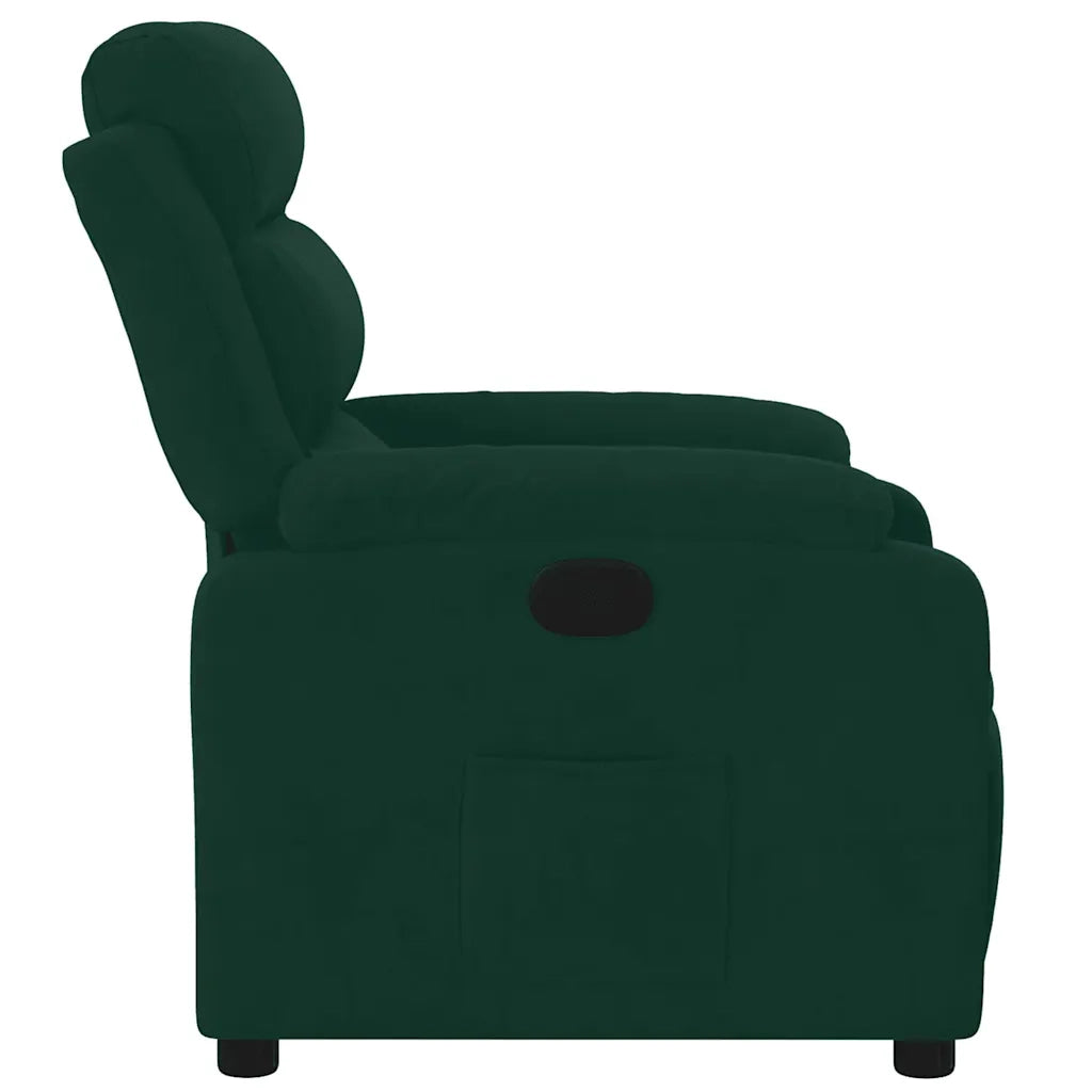 Poltrona | Sedia Relax Reclinabile Verde Scuro in Velluto