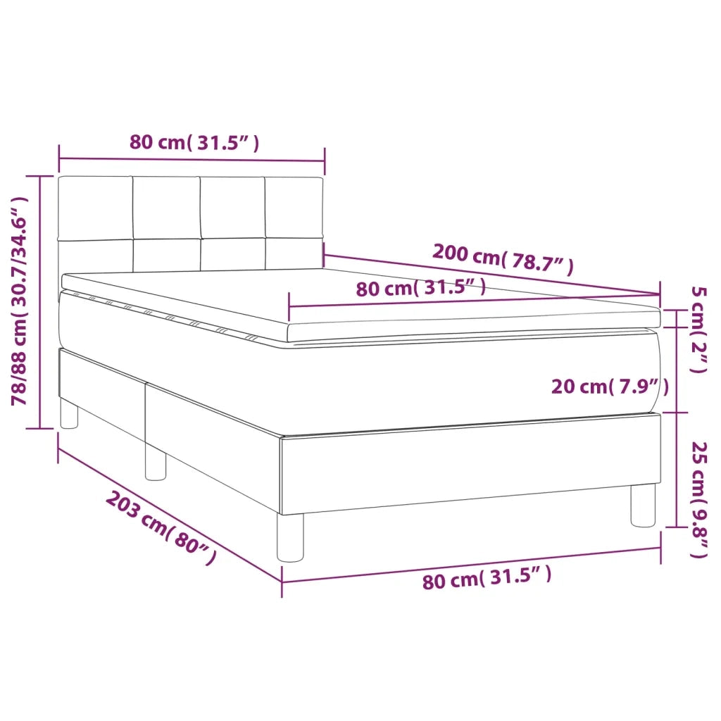 Giroletto a Molle con Materasso Nero 80x200 cm inTessuto
