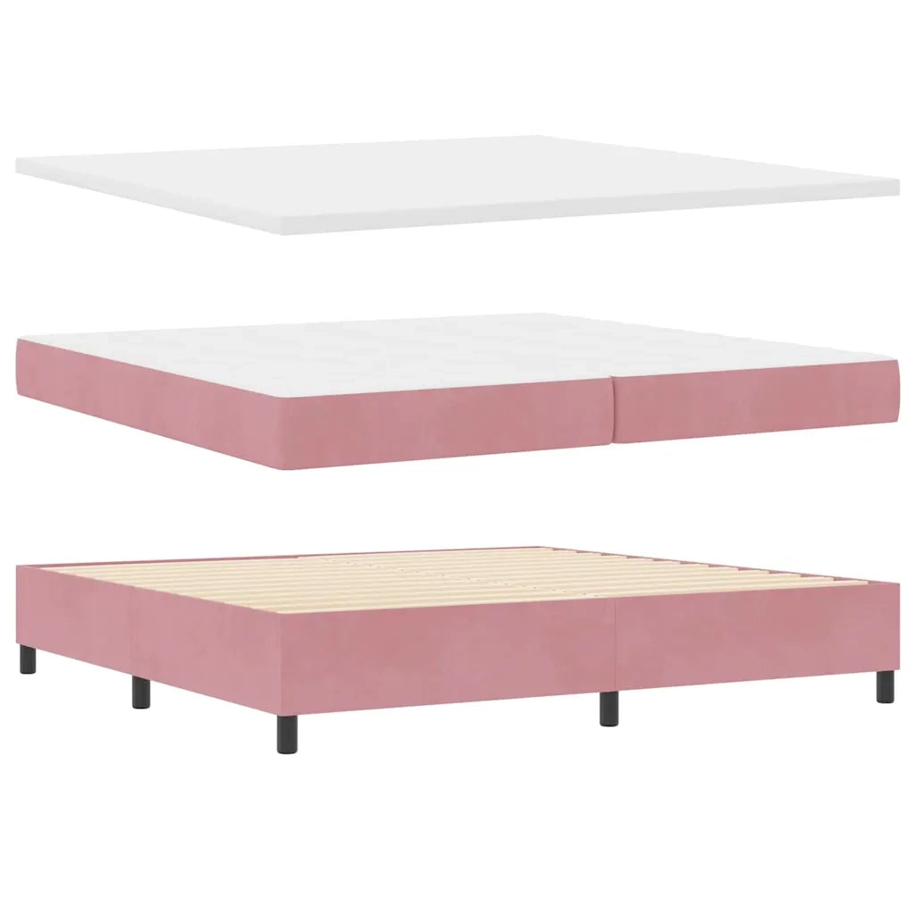Letto a molle con materasso con led Rosa 200 x 200 cm Velluto