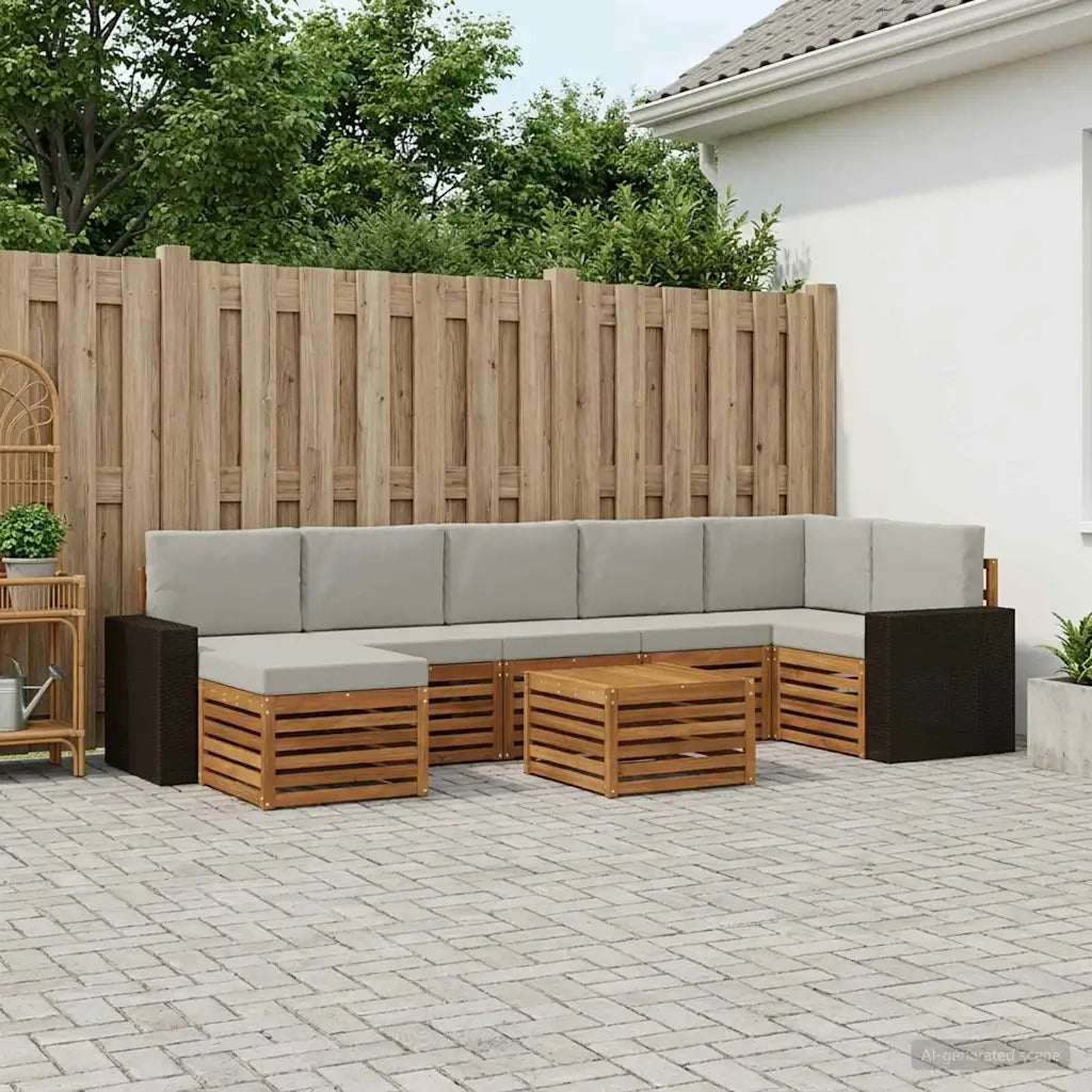 Set di divani da esterno 8 pcs Naturale e Grigio Chiaro 3384662