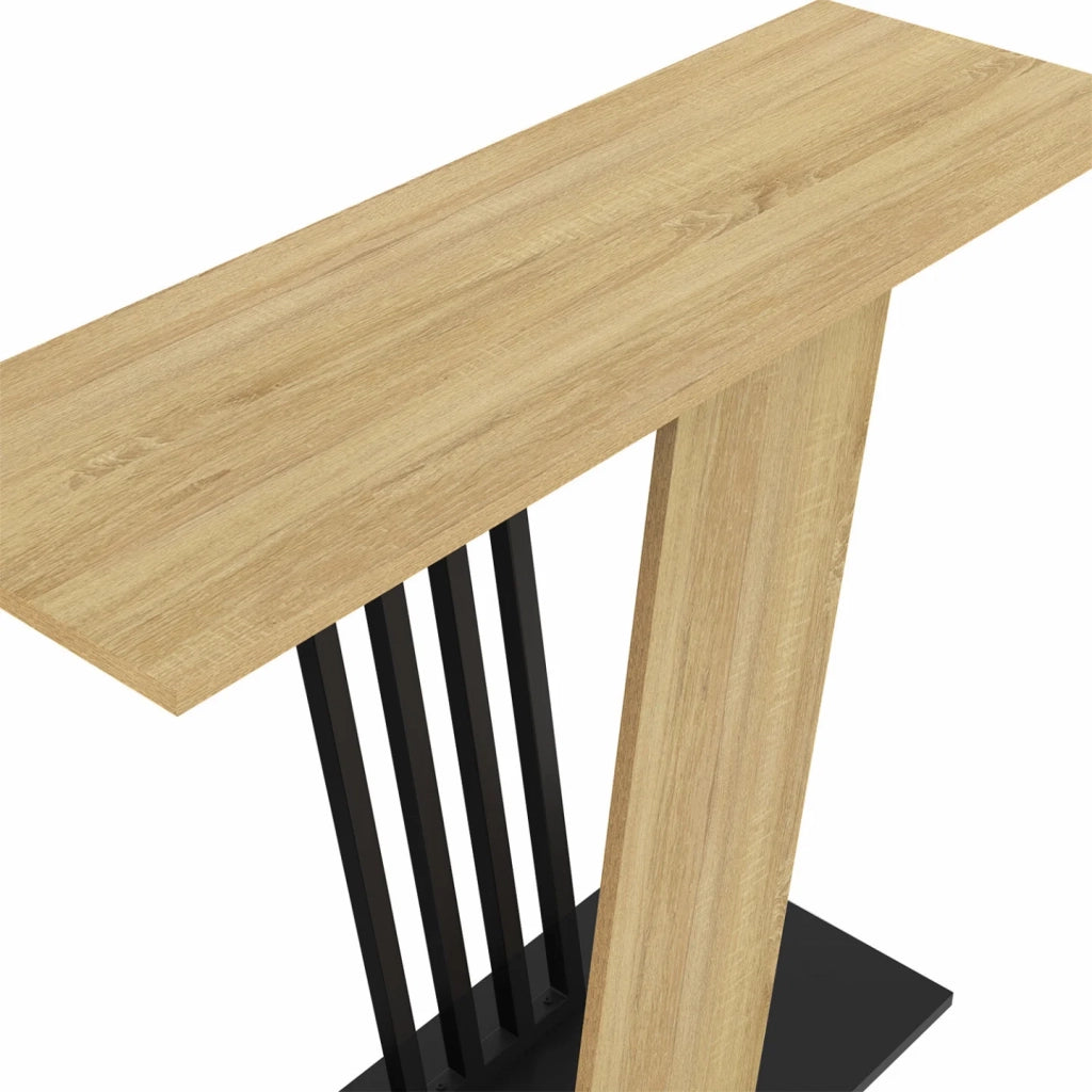 IDMarket - Consolle VICKY con piano in legno e gamba trasversale nera
