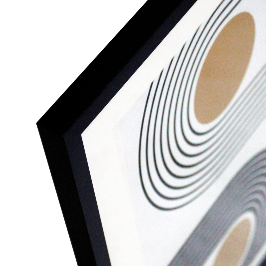 Set di 2 stampe Hispanohogar incorniciate geometriche bianco e nero 60x40